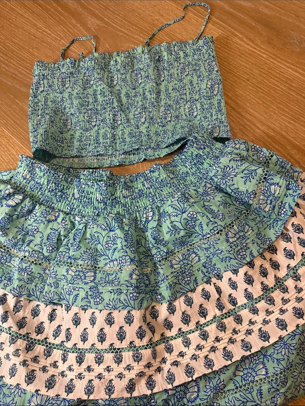 Roller Rabbit X Target Blue Floral Smocked Tank and Tiered Skirt Set NWT Size XL